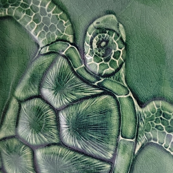 Glazed Pottery Honu Turtle by Bob Hoenig Maui wall decor sea turtle - Picture 2 of 6
